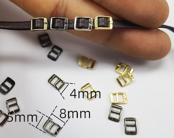 Metal Pin Buckles, Micro Tiny Square Fastener for BJD Doll Clothes/ Leather/ DIY Craft Strap Belt Adjuster Buckle Replacement (Inner 4mm)