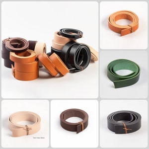 Leather Strip for Belts, Thick Leather Belt Strap Blank (3.5-5mm), Natural Vegetable Tanned Leather Black/Brown/Green 14/19/24/29/34mm Width