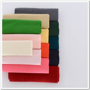 Pastel Cotton Rib Fabric, Black/ Gray/ Red/ Green/ Blue/ White/ Yellow Knit Ribbing Fabric Materials (JJ1021)