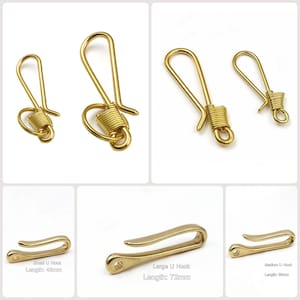 Portafoglio portachiavi con amo avvolto in filo metallico fatto a mano, gancio a U in ottone massiccio, portachiavi con clip da cintura, accessori per ganci artigianali in pelle di ricambio