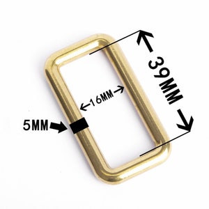 Heavy Duty Rectangle Ring, Solid Brass Seamless Metal One Loop Slide ...