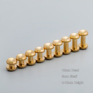 Solid Brass Chicago Screw Rivet, Multi Lengths Concave Flat Button Stud Screw Nail Screwback Bag Purse Belt Leather Hardware Accessories