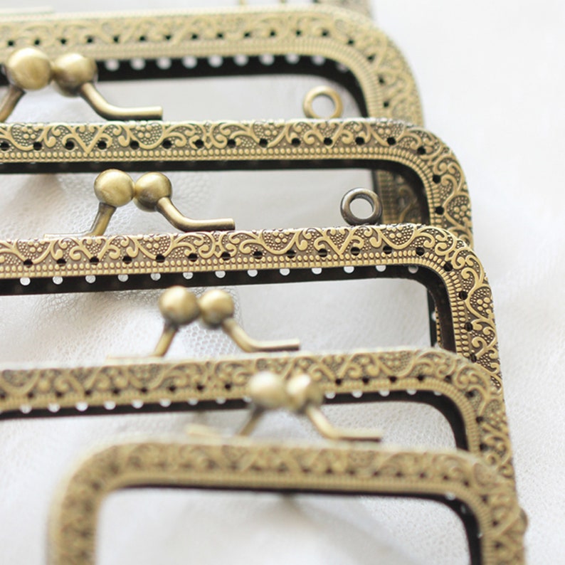 Hypoallergenic Coin Purse Frame, Retro Bronze Tone Rectangle Metal Purse Frame,Sew on Coin Bag Purse Pouch Bag Clutch Frame Hardware6 Size image 5