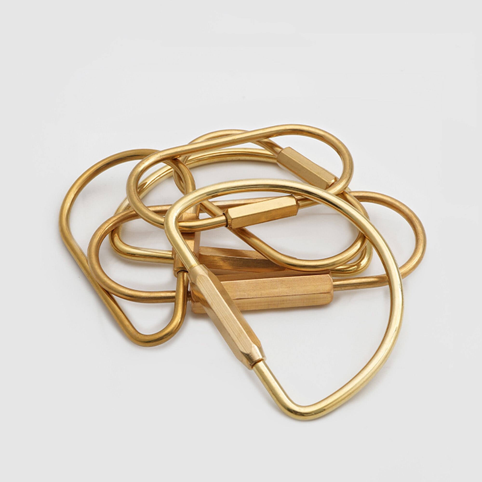 Ganci Portachiavi In Ottone A Vite – Clip Moschettone Multiuso, Forme Semicerchio/Anello/Goccia, Per Chiavi E Fai-da-te - 3