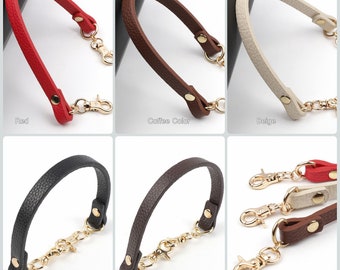 Diy Bag Handle, Short Purse Handle with Hooks, PU/ Genuine Leather Bag Strap Handle, Black Red Beige Color Bag Handle Supply (30cm)