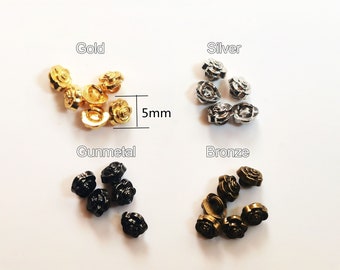 Doll Clothing Buttons, Miniature Buttons for Dolls, Tiny Rose Flower Charm Shank Buttons, BJD Dress/ Garment/ Apparel Fasteners (5mm)
