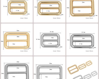 Boucle de ceinture à glissière en métal, attaches dorées/argentées, boucle intérieure rectangulaire à trois barres 20/25/32/38 mm de rechange