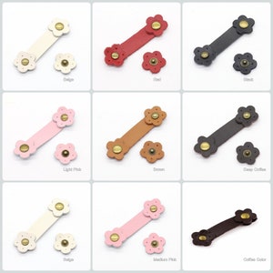 Sew On Genuine Leather Buckle Snap Closure Replacement, Leather Button Clasp Fastener for Purse Handbag Crochet Knitting Bag (9 Colors)