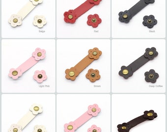 Sew On Genuine Leather Buckle Snap Closure Replacement, Leather Button Clasp Fastener for Purse Handbag Crochet Knitting Bag (9 Colors)