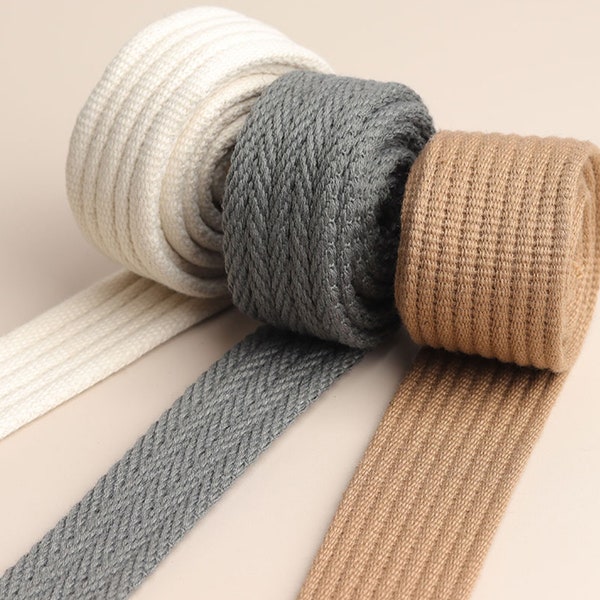 Strong and Thick Cotton Webbing for Backpacks - Solid Ribbon for Pet Collars Luggage Bag Straps - Craft Making Hardware (White/Black/Gray)