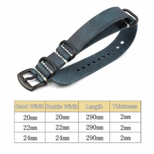 Genuine Leather Watches Strap Band Replacement with Pin Buckle 20mm 22mm 24mm Blue Brown Coffee Color image 2