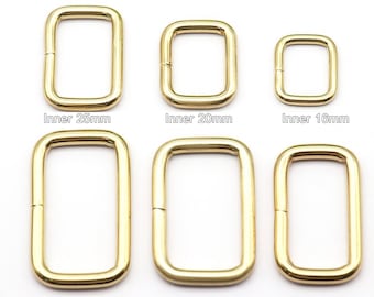 Metal Rectangle Rings Buckles, Brass Adjustable Square Connector for Belt Strap Purse, Handbag Leather Craft Hardware (16/20/25/32/35/40mm)