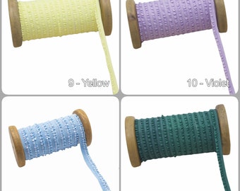 Elastic Lace Trims for Doll Clothes Making, Tiny Stretchy Ruffles, Pleated Stretchy Band, Perfect for BJD Sewing Project(6mm/0.24" 15 Color)