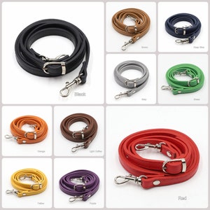 Langer Taschengurt, verstellbarer Crossbody-Taschengurt mit silbernem Haken, Taschengurt aus PU-Leder, weiß, schwarz, grau, kaffee, rot, grün, 120 cm