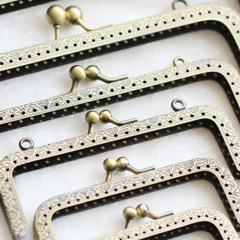 Hypoallergenic Coin Purse Frame, Retro Bronze Tone Rectangle Metal Purse Frame,Sew on Coin Bag Purse Pouch Bag Clutch Frame Hardware6 Size image 4