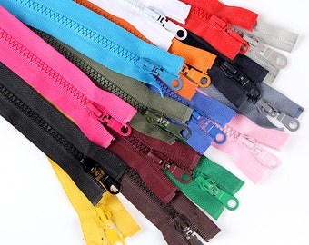 Cremallera para chaqueta, cremalleras separadoras, cremalleras largas y gruesas, cremalleras de dientes moldeados con cierre automático n.° 5 para manualidades de costura (15.7"-31.5")