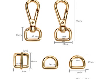 【hoooooshiiiii】キャンバスバッグ ネイビーゴールド金具 Bag Hardware Supplies, Set of Swivel Hook, Pin Buckle and D Ring