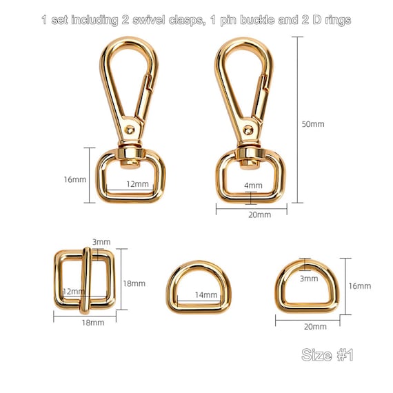 Bag Hardware Supplies, Set of Swivel Hook, Pin Buckle and D Ring