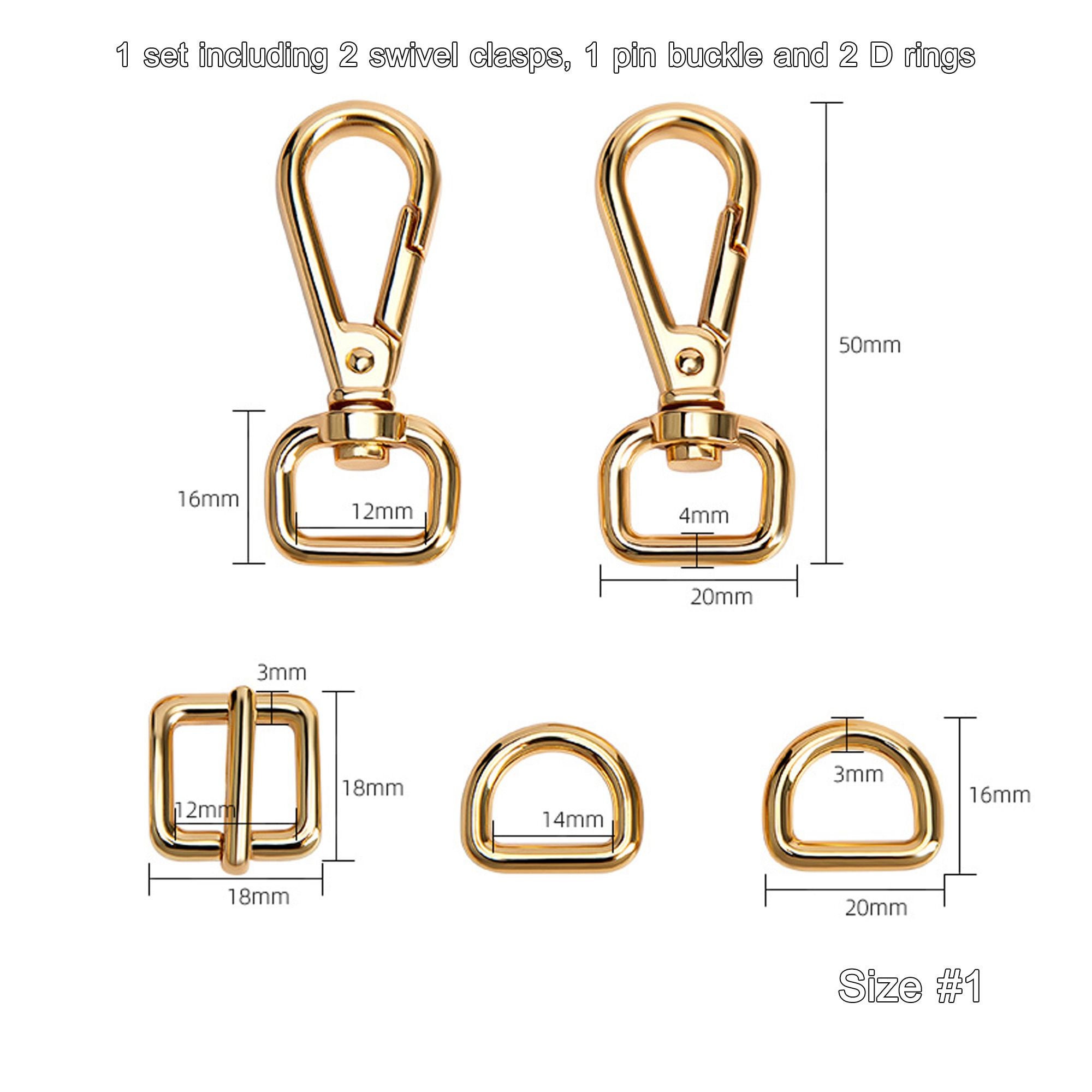 Bag Hardware Supplies, Set of Swivel Hook, Pin Buckle and D Ring