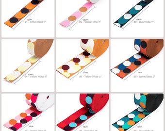 Polka Dot Webbing Belt, Good Quality Colorful Nylon Webbing for Bag Handles Belt Purse Strap Dog Collar,DIY Sewing Upholstery Webbing(1" 2")