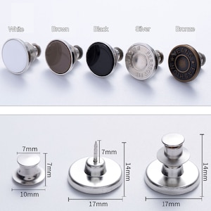 Jean Button Replacement, Reusable Metal Jeans Tacks, No-Sew Removable Snap Buttons Repair Kit, Adjusting Rivets Fastener for Denim Jackets