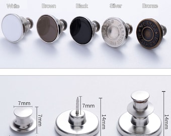 Jean Button Replacement, Reusable Metal Jeans Tacks, No-Sew Removable Snap Buttons Repair Kit, Adjusting Rivets Fastener for Denim Jackets
