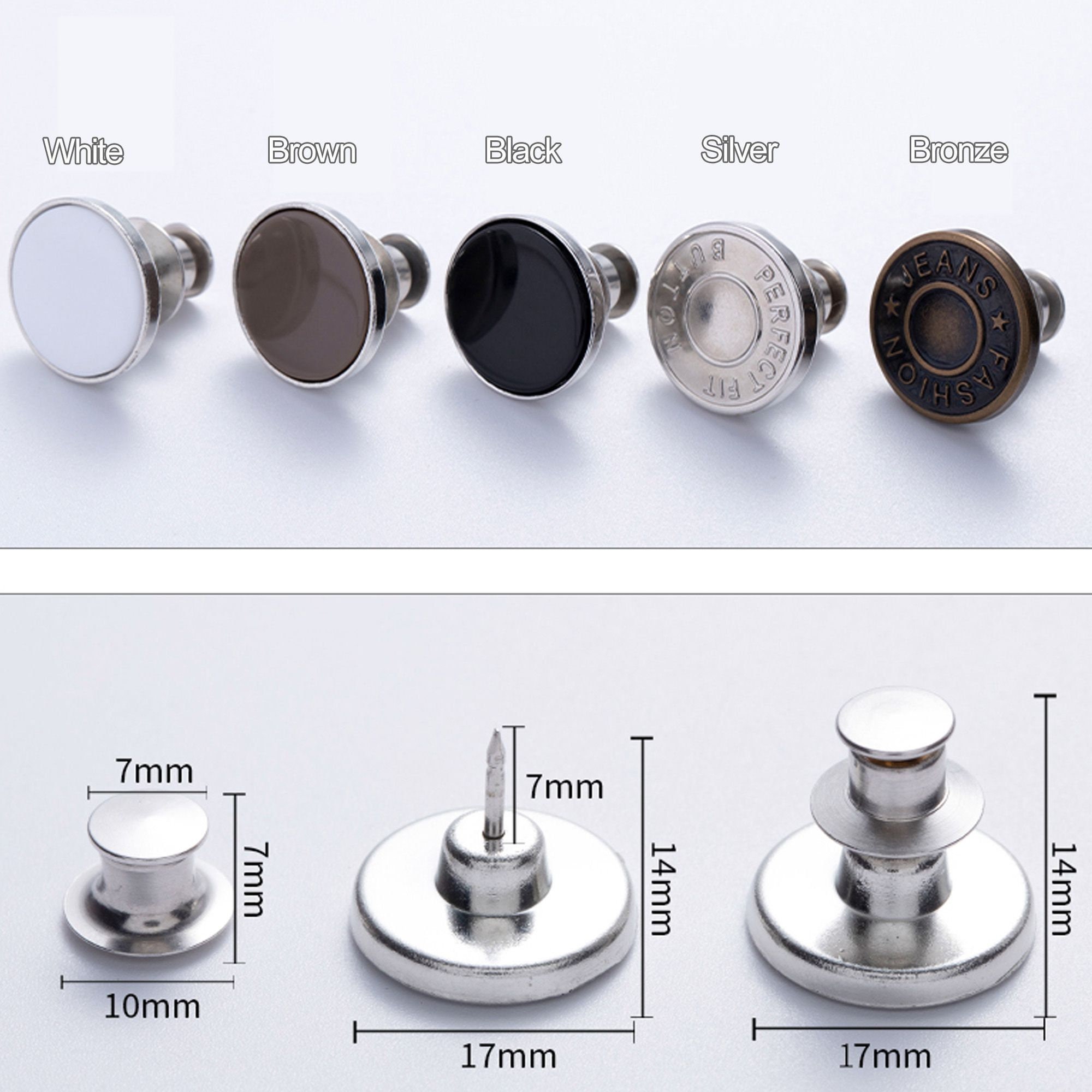 Jean Button Replacement, Reusable Metal Jeans Tacks, No-sew