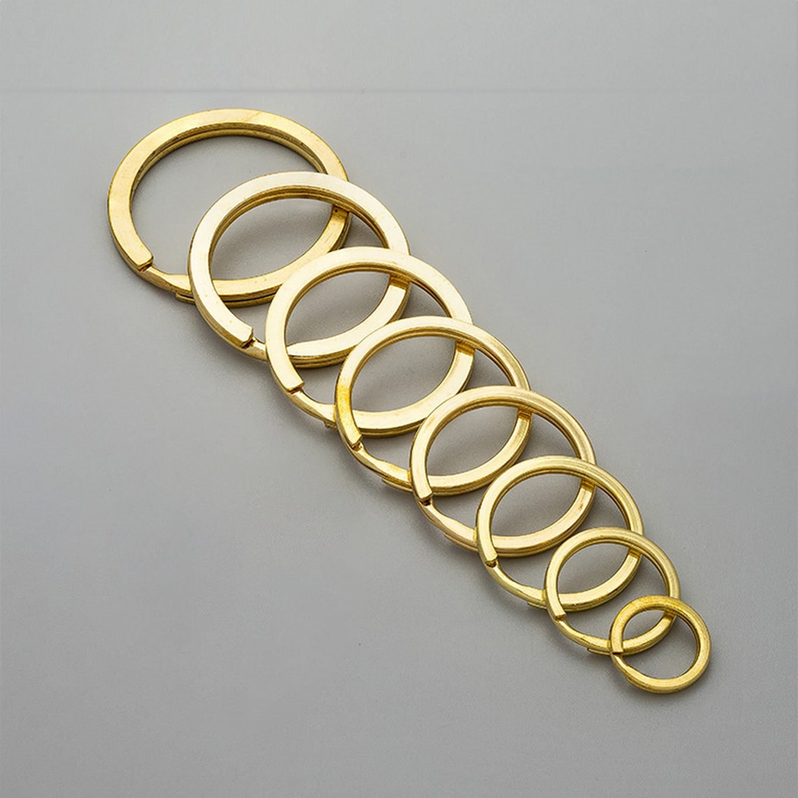 Rounded Key Chain Thick Key Ring Supplies, Solid Brass Flat Split Keyring, Round Key ...