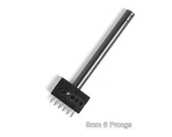 5/6mm Spacing Leather Hole Punch, Stainless Steel Round Chisels Stitching Set, 2/6 Hole Lacing Stitching Prong Punch,DIY Sewing Leather Tool