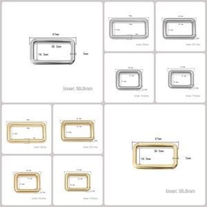 Versteller Gurtschnalle, rechteckiger Ring für Tasche Handtasche Gurtband Hardware Lieferungen, nahtlose Metallschlaufe Stecker Innen 16/19/25/33/38 mm