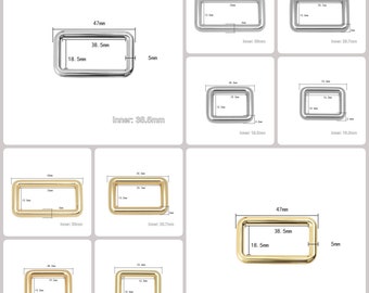 Fibbia per cinghia di regolazione, anello rettangolare per borsa, borsa, borsa, tessitura, forniture hardware, connettore interno ad anello in metallo senza giunture 16/19/25/33/38 mm