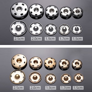 Metal Snap Button Fasteners, Round Press Buttons, Sewing On Popper Buttons, Snaps Closure for Clothing Purse Bag Craft(Black/ Silver/ Gold)