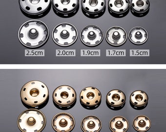 Metal Snap Button Fasteners, Round Press Buttons, Sewing On Popper Buttons, Snaps Closure for Clothing Purse Bag Craft(Black/ Silver/ Gold)