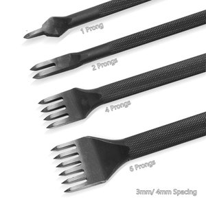 Juego de perforadores de cuero, cinceles redondos para abolladuras redondas para costura artesanal de cuero, herramienta de cuero curtido vegetal 1+2+4+6 puntas 3 mm 4 mm