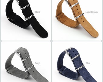 18mm 20mm 22mm 24mm Suede Leather Watch Strap Band, Genuine Leather Watch Straps for Band, Black Gray Blue Brown Watchbands Replacement