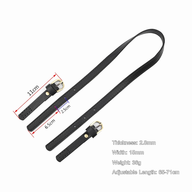 Asas de bolso con hebillas, correa ajustable de cuero PU para bolso, reemplazo de asa de bolso, accesorios de hardware para bolso de mano 65-71 cm imagen 2