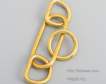 Herrajes para collares de perro, hebilla de latón macizo de 4 eslabones, anillos en D para collares de mascotas, anilla de metal para conectar cadenas de bolso, artesanías de cuero DIY