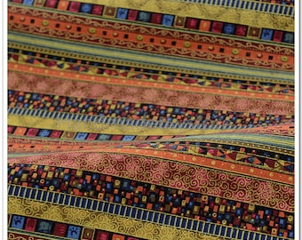 Bohemian Fabrics, Ethnic Fabrics, Tribal Fabrics, Native Boho Stripe Drapery Fabric, Modern Linen Cotton Upholstery Fabric (JJ15)