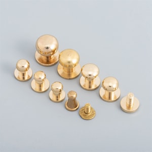 Rivets and Studs For Leather, Metal Screw Rivets Connector, Solid Brass Round Head Screwback Studs Button for Purse/Handbags/Leatherworking