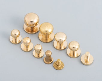 10x Messing Nieten Rundkopf - Für Lederarbeiten & Gürtel (7mm Kopf)