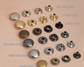 Metal Snap Buttons Leather Craft Fastener Closure,Press Button Stud For Leatherworking Jean Jacket Coat Garment Bag Shoes Wallet(Brass Snap)