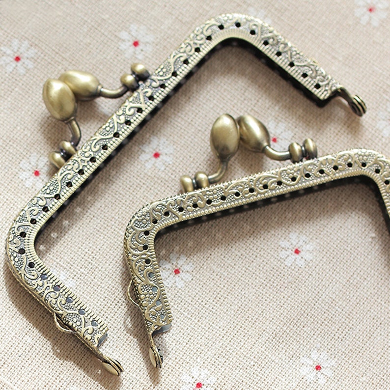 Vintage Style Purse Frame, Teardrop Kiss Lock Purse Frame, Retro Bronze Tone Coin Purse Clutch Bag Frame Hardware Accessory 5 6 7 8 image 8