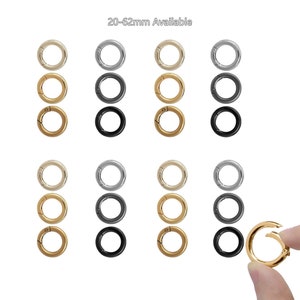Starke haltbare runde Feder O-Ring, Metall Push-Gate-Clip Karabinerhaken, zu öffnender Schlüsselring Leder Craft Bag Gurtband Schnalle 20-62mm