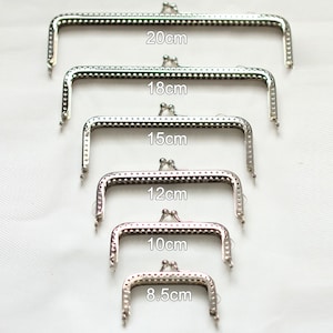 Kiss Lock Purse Frame, Vintage Silver Metal Purse Frame, Rectangular Sew-in Coin Bag Purse Pouch Frame, Various Size (6.5/12/15/18/20cm)