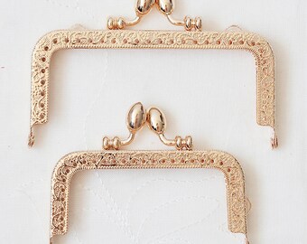 Gold Beased Frame Purse＿GOLD 1920s Zig Zag Beaded Golden Brass Frame Chain Handle Purse