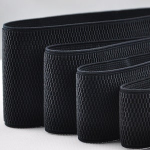 Bande élastique confortable - Ceinture noire - Garniture en sangle extensible par mètre - Accessoires de couture extra larges (20/25/30/38/50/60/80/100 mm)