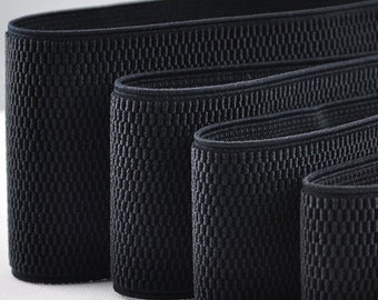 Bande élastique confortable - Ceinture noire - Garniture en sangle extensible par mètre - Accessoires de couture extra larges (20/25/30/38/50/60/80/100 mm)