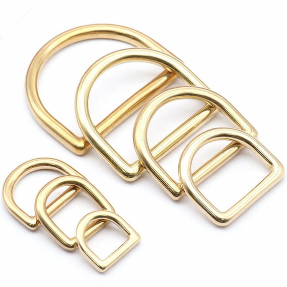 Metal D-Ring Buckle, Solid Brass Seamless Strong D ring for Straps Bags Purses Belt Dog Leash Leather Craft Inner 13/16/20/25/32/38/45mm