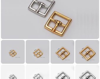 Gold Tone Belt Buckle, Good Quality Stainless Steel Strap Buckle Hardware,Center Bar Adjust Buckle for Bag Purse Leather,Inner 15/18/27/35mm