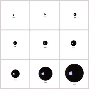 Black Round Eyes, Flatback Domed No Pupil Button, Plush Animals Eye, Plain Safety Eye for Teddy Bear/ Doll/ Croche/ Sew/Knitting/DIY Project